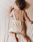 Basic Ribbed Overalls in Latte